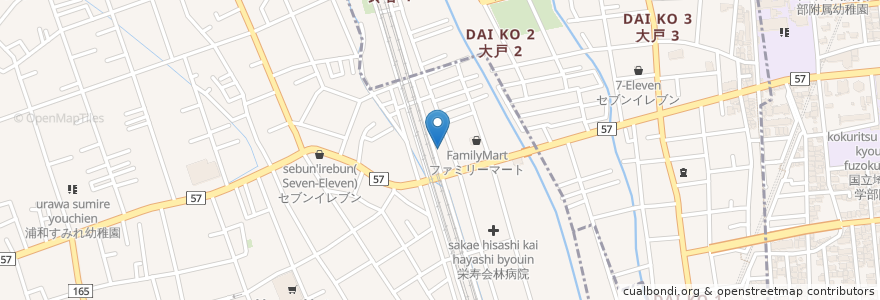 Mapa de ubicacion de ドラッグストアセキ与野西堀店 en 日本, 埼玉县, 埼玉市, 桜区, 中央区.