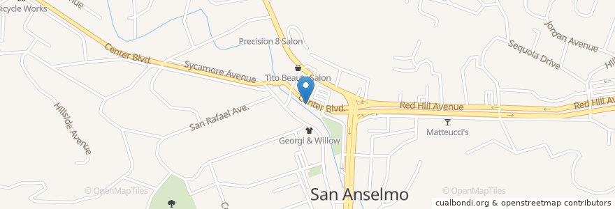 Mapa de ubicacion de San Anselmo Hub en Stati Uniti D'America, California, Marin County, San Anselmo.