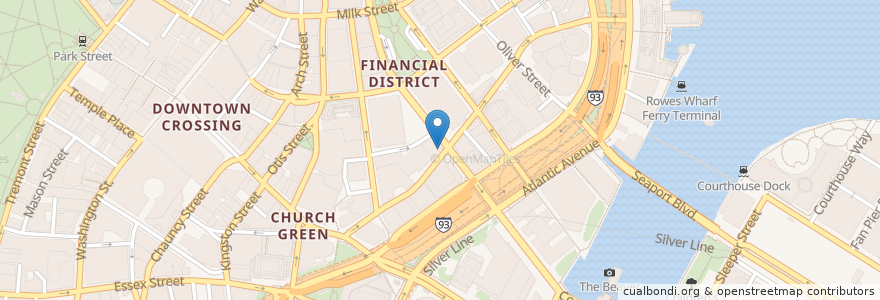 Mapa de ubicacion de Bruegger's Bagels en Estados Unidos Da América, Massachusetts, Suffolk County, Boston.