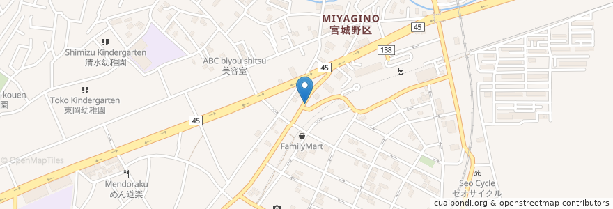 Mapa de ubicacion de BUZZ COFFEE & DONUT en Japonya, 宮城県, 仙台市, 宮城野区.