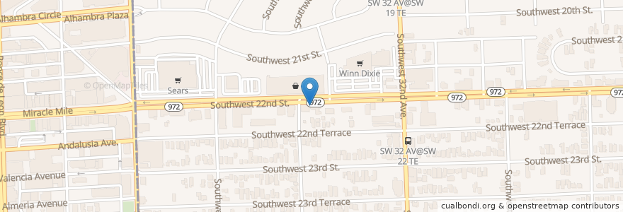 Mapa de ubicacion de Pizza Hut en Vereinigte Staaten Von Amerika, Florida, Miami-Dade County, Miami.