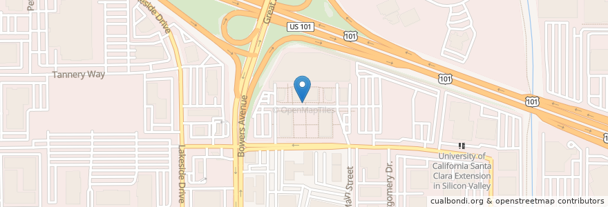 Mapa de ubicacion de RideStop - Santa Clara Square 1 en الولايات المتّحدة الأمريكيّة, كاليفورنيا, مقاطعة سانتا كلارا, سانتا كلارا.