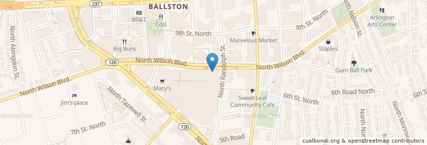 Mapa de ubicacion de Union kitchen en アメリカ合衆国, バージニア州, Arlington County, Arlington.
