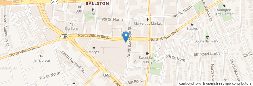 Mapa de ubicacion de Compass coffee en Amerika Syarikat, Virginia, Arlington County, Arlington.