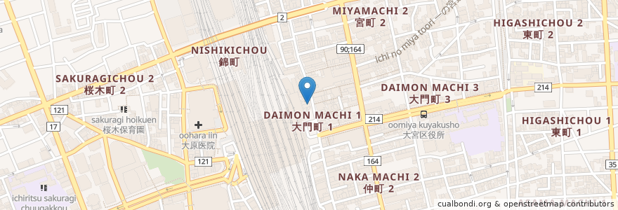 Mapa de ubicacion de 鶴亀屋総本店 en Japan, 埼玉県, さいたま市, 大宮区.