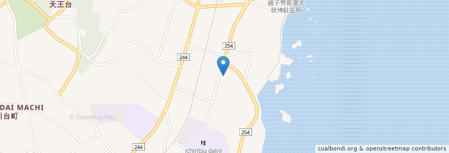 Mapa de ubicacion de スパ＆リゾート犬吠埼;太陽の里 en 일본, 지바현, 銚子市.