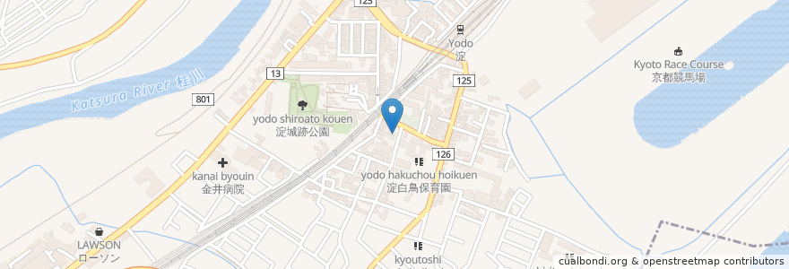 Mapa de ubicacion de 京都中央信用金庫　淀支店　京阪淀駅前出張所 en Giappone, Prefettura Di Kyoto, Kyoto, 伏見区.