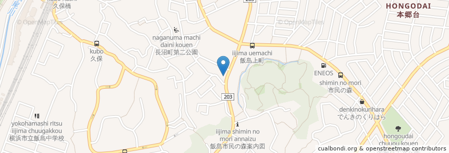 Mapa de ubicacion de 伝説のすた丼屋横浜飯島町店 en 일본, 가나가와현, 요코하마시, 栄区.