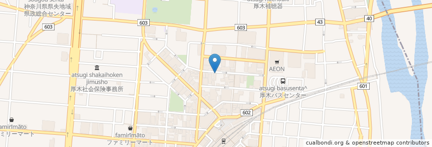 Mapa de ubicacion de Butchers en 日本, 神奈川県, 厚木市.