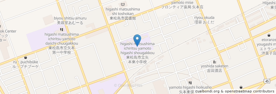 Mapa de ubicacion de 東松島市立矢本東小学校 en Japón, Prefectura De Miyagi, 東松島市.
