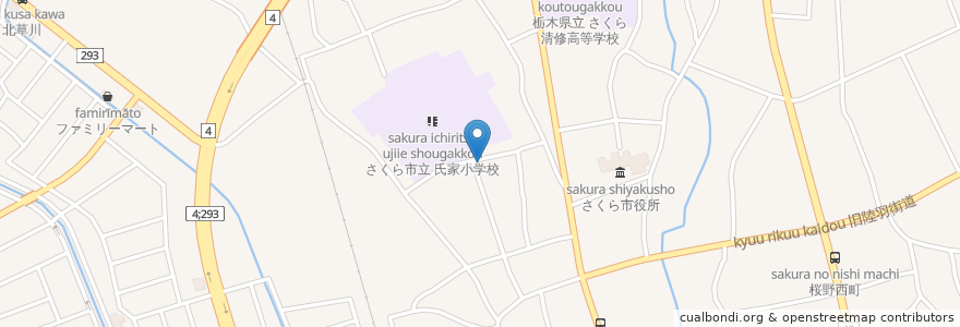 Mapa de ubicacion de 麺工房 なかやま en Jepun, 栃木県, さくら市.