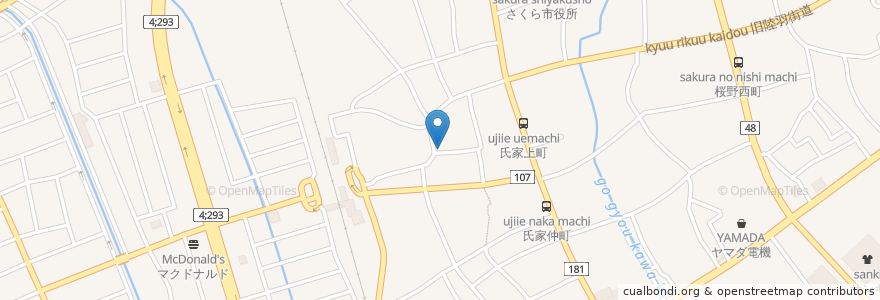 Mapa de ubicacion de 琴平神社 en ژاپن, 栃木県, さくら市.