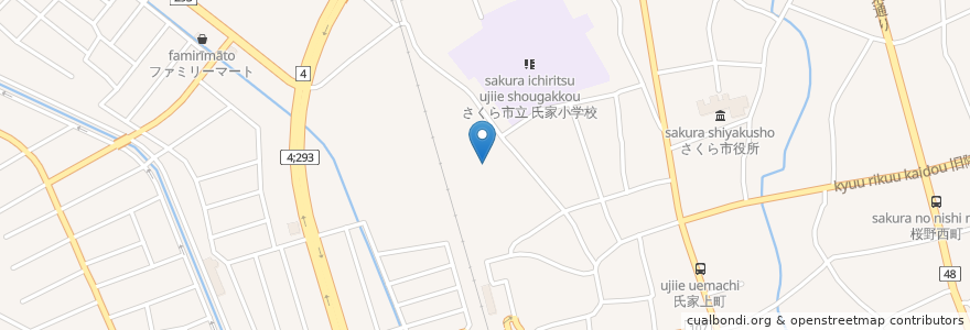 Mapa de ubicacion de 八坂神社 en اليابان, 栃木県, さくら市.