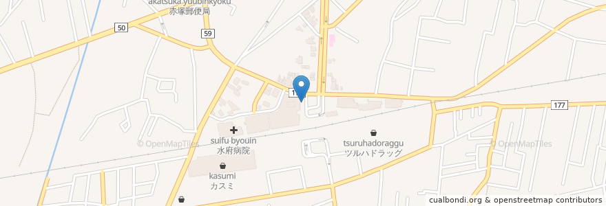 Mapa de ubicacion de 郵便ポスト en Japonya, 茨城県, 水戸市.