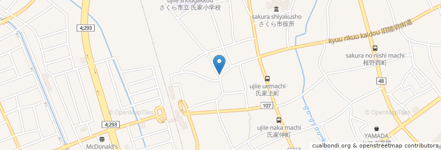 Mapa de ubicacion de 琴平神社 en 日本, 栃木県, さくら市.