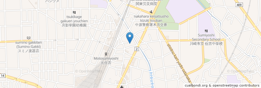 Mapa de ubicacion de 元住吉歯科診療室 en 日本, 神奈川縣, 川崎市, 中原区.