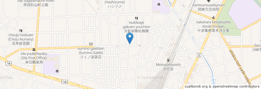 Mapa de ubicacion de チェルシーデンタルクリニック en Japan, Kanagawa Prefecture, Kawasaki, Nakahara Ward.