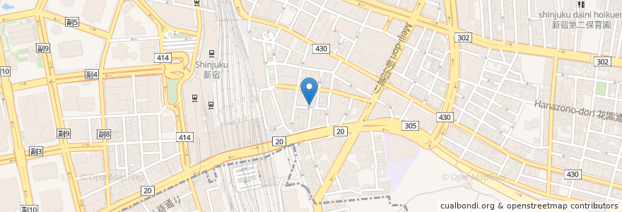 Mapa de ubicacion de グリル ハンター en اليابان, 東京都, 新宿区.