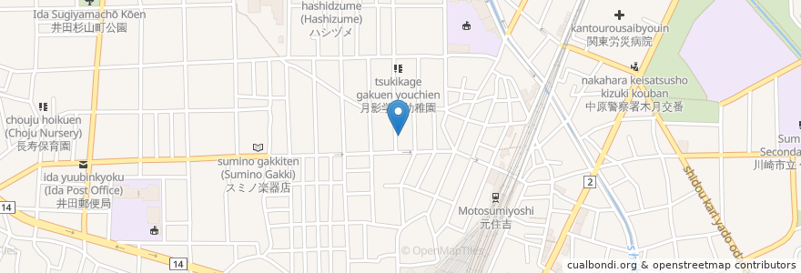 Mapa de ubicacion de シンコウパーク en 日本, 神奈川縣, 川崎市, 中原区.