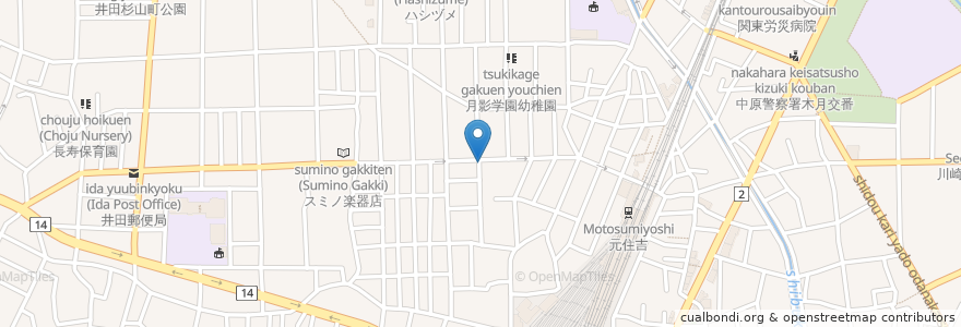 Mapa de ubicacion de 富士見庵 en Japon, Préfecture De Kanagawa, Kawasaki, 中原区.