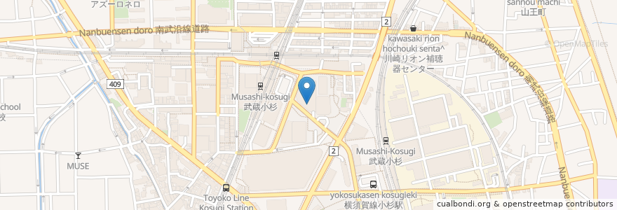 Mapa de ubicacion de アイセイ薬局 en 日本, 神奈川縣, 川崎市, 中原区.