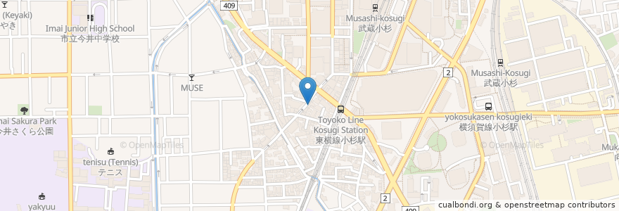 Mapa de ubicacion de ヤマグチ薬局 en 日本, 神奈川県, 川崎市, 中原区.
