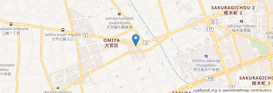 Mapa de ubicacion de 切敷稲荷神社 en 日本, 埼玉県, さいたま市, 大宮区.