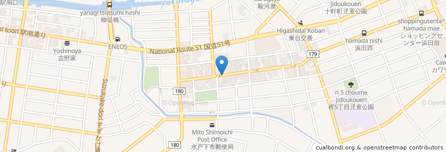 Mapa de ubicacion de 郵便ポスト en 일본, 이바라키현, 水戸市.