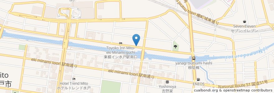 Mapa de ubicacion de 郵便ポスト en Jepun, 茨城県, 水戸市.