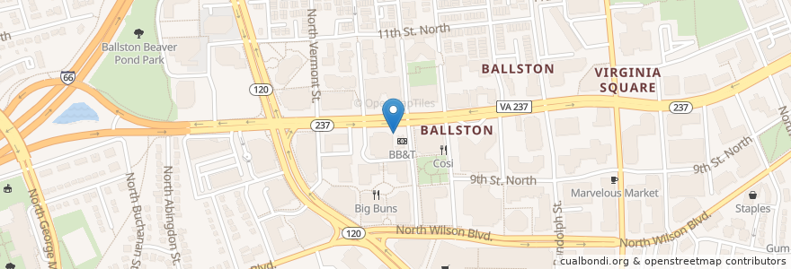 Mapa de ubicacion de EagleBank en Vereinigte Staaten Von Amerika, Virginia, Arlington County, Arlington.