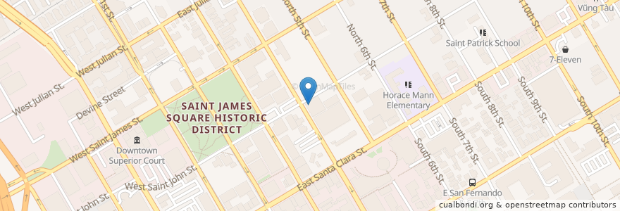 Mapa de ubicacion de San José Bike Clinic en Vereinigte Staaten Von Amerika, Kalifornien, Santa Clara County, San Jose.