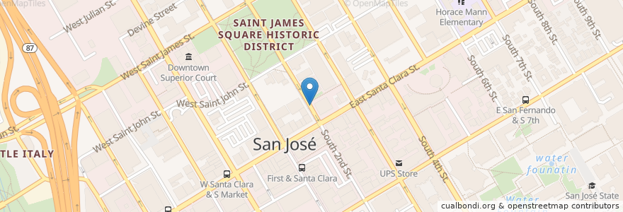 Mapa de ubicacion de USPS en الولايات المتّحدة الأمريكيّة, كاليفورنيا, مقاطعة سانتا كلارا, سان خوسيه.