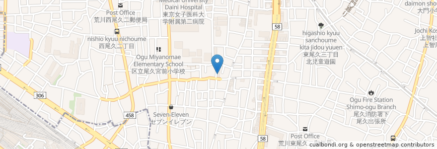 Mapa de ubicacion de 尾久ゆ〜ランド en 일본, 도쿄도.