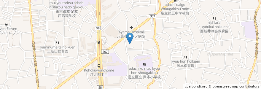 Mapa de ubicacion de SEIMS en 日本, 東京都, 足立区.