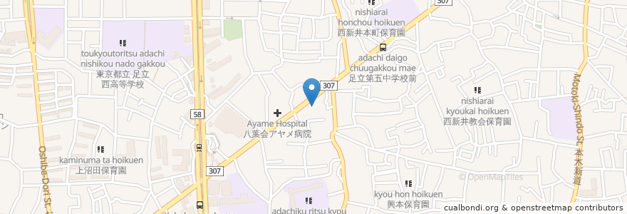 Mapa de ubicacion de 平成扇病院 en 日本, 東京都, 足立区.