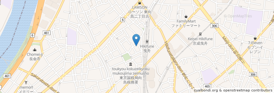 Mapa de ubicacion de 良の湯 en Japonya, 東京都, 墨田区.