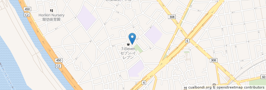 Mapa de ubicacion de 稲荷湯(跡) en Japan, 東京都, 葛飾区.
