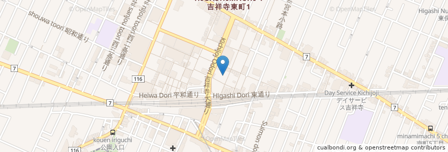 Mapa de ubicacion de よろづ湯 en Japonya, 東京都, 武蔵野市.