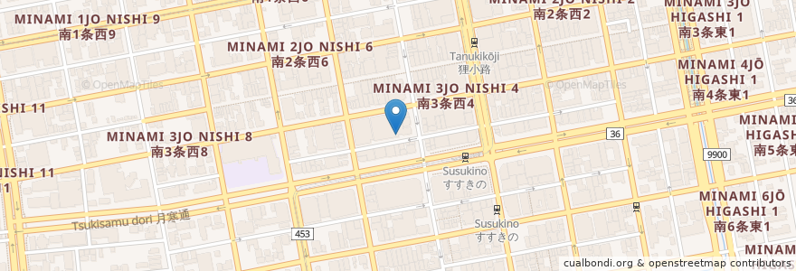 Mapa de ubicacion de ビュッフェダイニング 開 en Japan, 北海道, 石狩振興局, Sapporo, 中央区.
