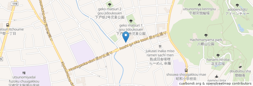 Mapa de ubicacion de イタリアン創作酒房 柳庵 en 일본, 도치기현, 宇都宮市.