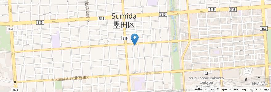 Mapa de ubicacion de 幸楽湯 en Japan, 東京都, 墨田区.