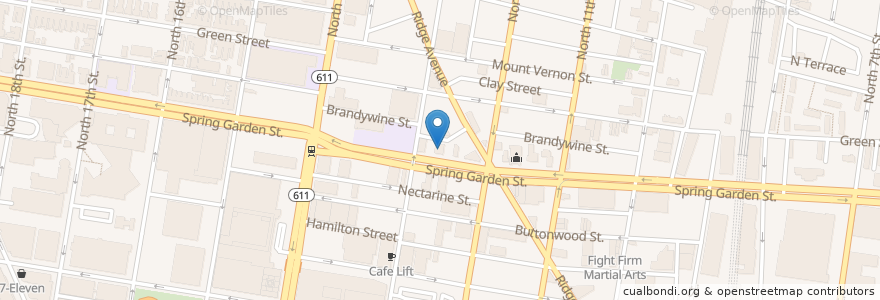 Mapa de ubicacion de Spring Garden Senior Center en アメリカ合衆国, ペンシルベニア州, Philadelphia County, フィラデルフィア.