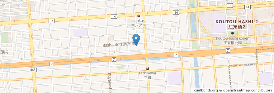 Mapa de ubicacion de 松の湯 en Japonya, 東京都, 墨田区.