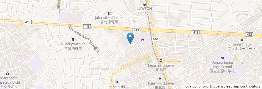 Mapa de ubicacion de 山の湯(跡) en Japon, Tokyo, 世田谷区, 渋谷区.