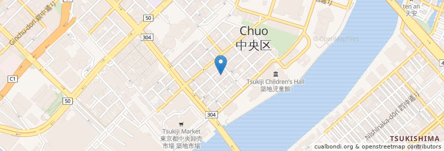 Mapa de ubicacion de 寿湯(廃業) en Japan, Tokio, 中央区.