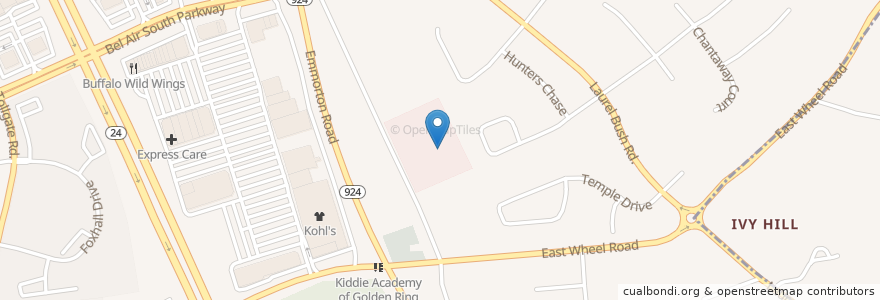 Mapa de ubicacion de Hearing Associates Inc. en الولايات المتّحدة الأمريكيّة, ماريلاند, Harford County, Bel Air South.