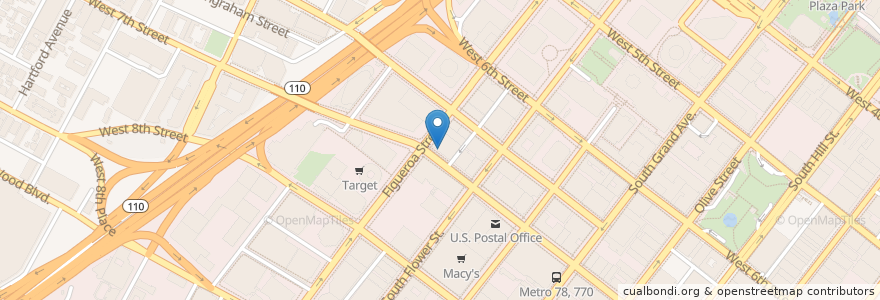 Mapa de ubicacion de Chik Fil A en アメリカ合衆国, カリフォルニア州, Los Angeles County, ロサンゼルス.