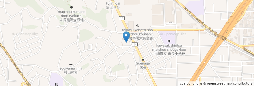 Mapa de ubicacion de 司湯(跡) en Japón, Prefectura De Kanagawa, Kawasaki, 高津区.