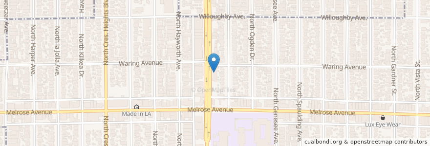 Mapa de ubicacion de Genghis Cohen en ایالات متحده آمریکا, کالیفرنیا, Los Angeles County, لوس آنجلس, West Hollywood.