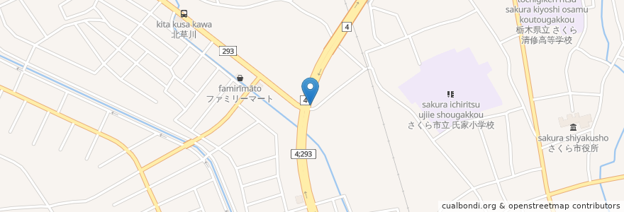 Mapa de ubicacion de そらまめ保育園 en اليابان, 栃木県, さくら市.